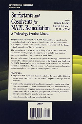 Surfactants and Cosolvents for NAPL Remediation A Technology Practices Manual (AATDF Monograph Series),Used