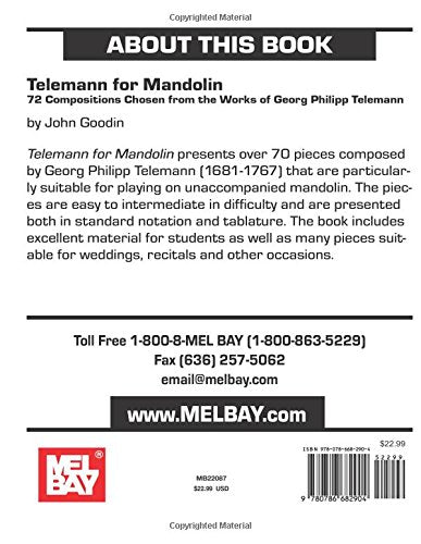 Telemann for Mandolin: 72 Compositions Chosen from the Works of Georg Philipp Telemann, Arranged for Solo Mandolin,Used