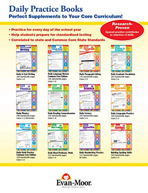 EvanMoor Daily Handwriting Practice Modern Manuscript, KindergartenGrade 6, Homeschooling and Classroom Resource Workbook, Pen,Used