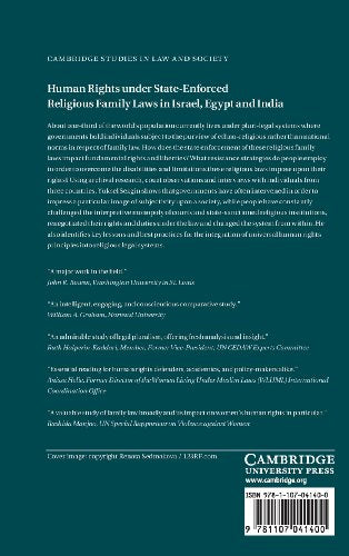 Human Rights under StateEnforced Religious Family Laws in Israel, Egypt and India (Cambridge Studies in Law and Society),Used