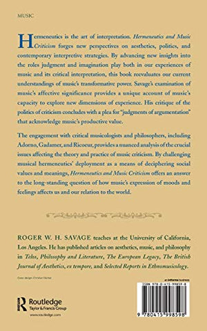 Hermeneutics and Music Criticism,Used