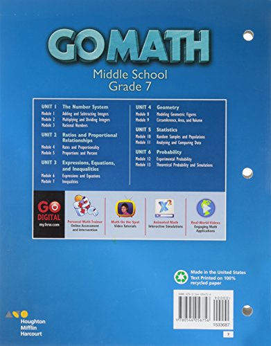 Student Interactive Worktext Grade 7 2014 (Go Math!),Used