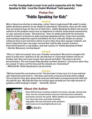 Public Speaking for Kids  Level One, Teaching Guide: 24 Skillbased Lessons for Teachers and Parents,Used