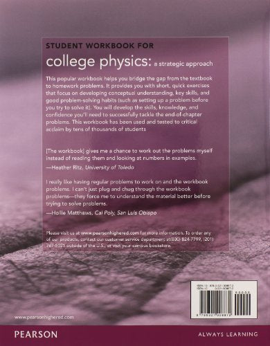 Student Workbook for College Physics: A Strategic Approach Volume 2 (Chs. 1730),Used