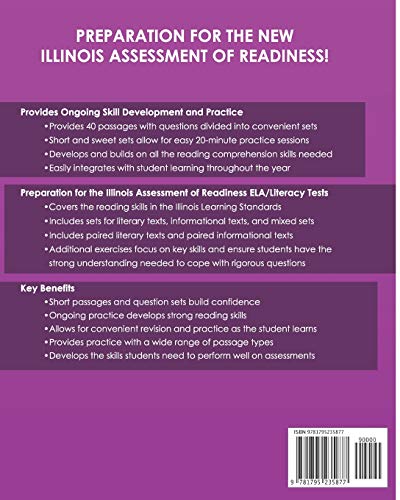 ILLINOIS TEST PREP Reading Skills Workbook Daily IAR Practice Grade 6: Preparation for the Illinois Assessment of Readiness ELA/,Used