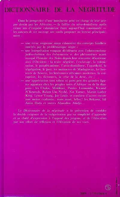 Dictionnaire de la ngritude,Used