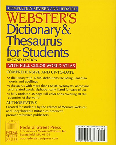Webster's Dictionary & Thesaurus for Students, Second Edition,Used