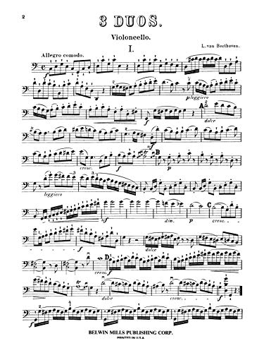 Three Duets for Violin and Cello (Kalmus Edition),Used