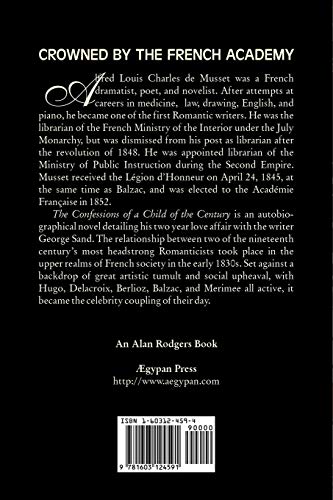 The Confessions of a Child of the Century by Alfred de Musset, Fiction, Classics, Historical, Psychological,Used