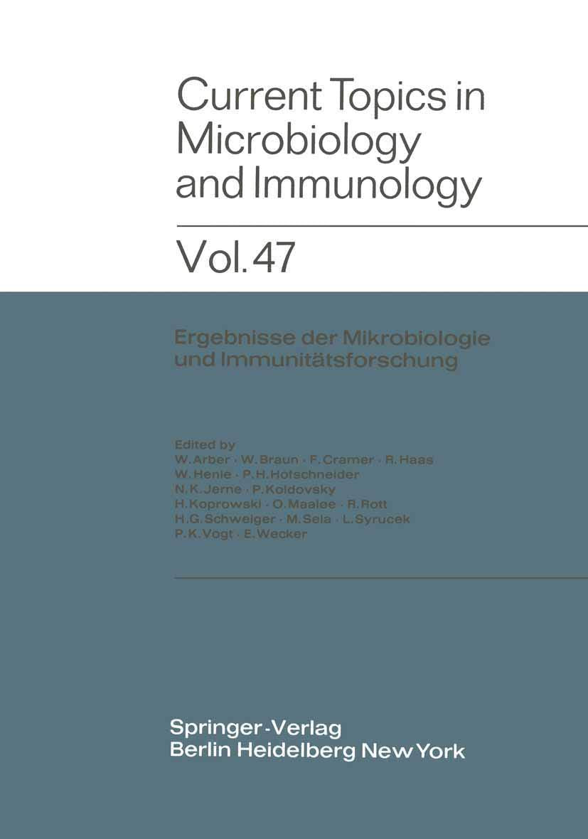 Current Topics in Microbiology and Immunology (Current Topics in Microbiology and Immunology, 47) (English and German Edition),Used