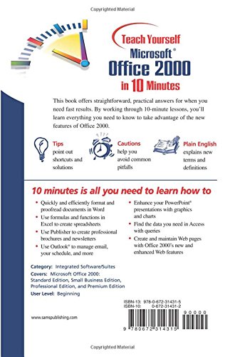 Sams Teach Yourself Microsoft Office 2000 in 10 Minutes,Used