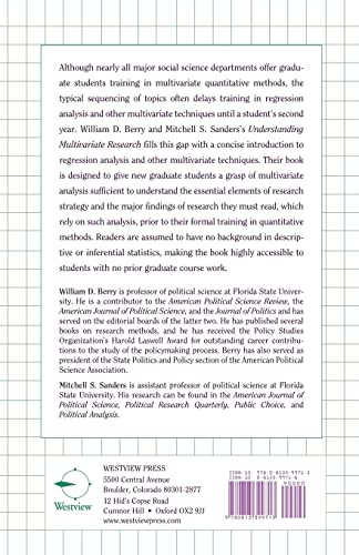 Understanding Multivariate Research: A Primer for Beginning Social Scientists,New