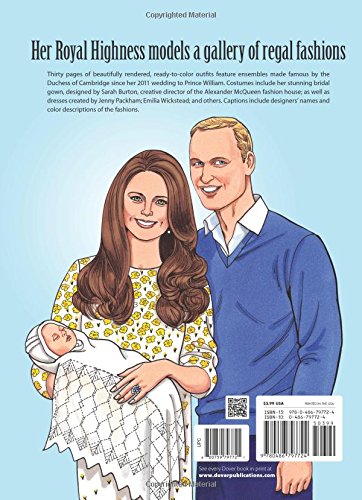 Kate, the Duchess of Cambridge Royal Fashions Coloring Book (Dover Fashion Coloring Book),Used