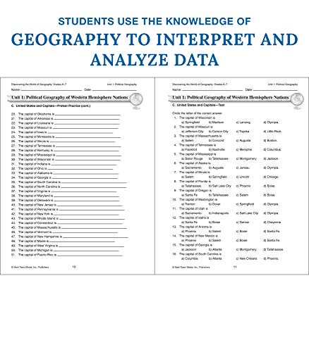 Mark Twain Geography Workbook for Grades 67, Western Hemisphere Geography Activity Book, 6th Grade & 7th Grade Geography for Ki,New