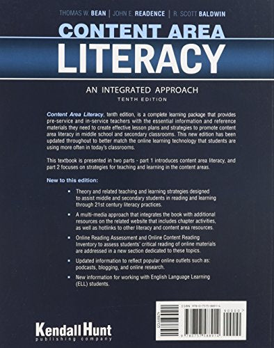 Content Area Literacy: An Integrated Approach,Used
