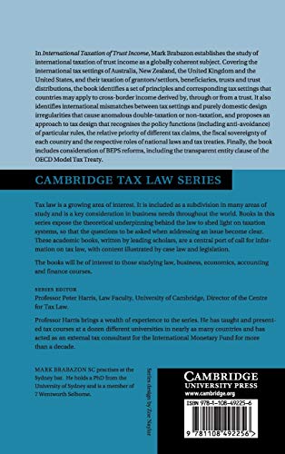 International Taxation of Trust Income: Principles, Planning and Design (Cambridge Tax Law Series),Used