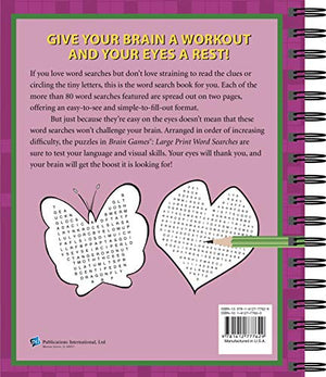 Brain Games  Word Searches  Large Print (Purple),Used