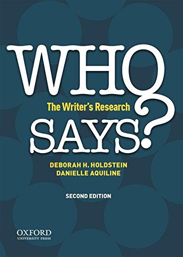 Who Says?: The Writer'S Research,Used