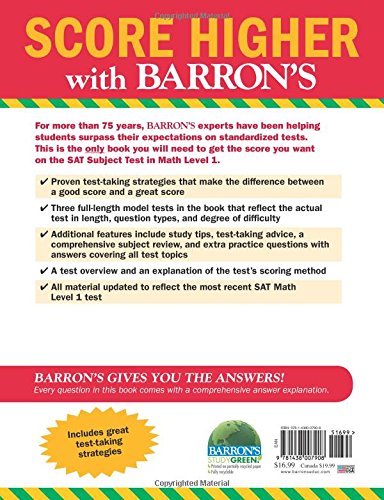 Barron'S Sat Subject Test: Math Level 1,Used