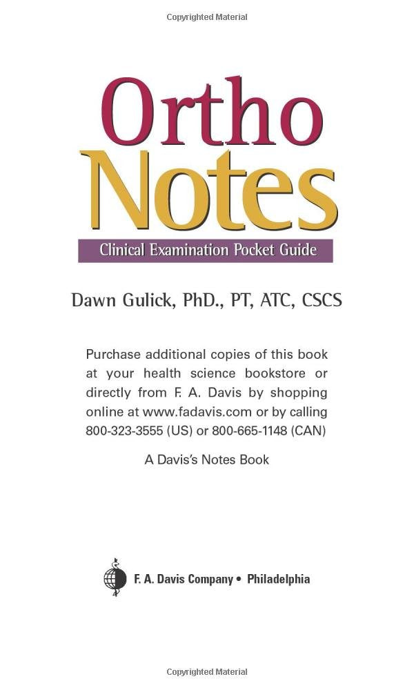 Ortho Notes: A Clinical Examination Pocket Guide-used