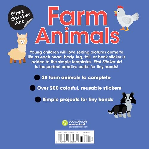 First Sticker Art: Farm Animals: Color By Stickers for Kids, Make 20 Animal Pictures! (Independent Activity Book, Perfect Easter,Used