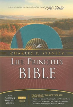 The Charles F. Stanley Life Principles Bible: New American Standard Bible, Teal/Charcoal, Bonded Leather