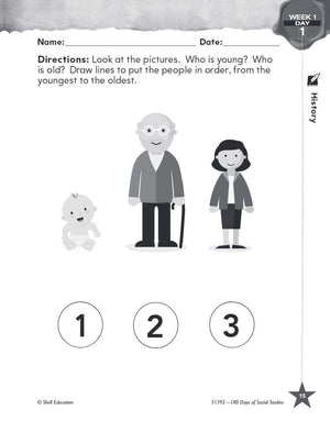 180 Days of Social Studies: Grade K  Daily Social Studies Workbook for Classroom and Home, Cool and Fun Civics Practice, Kinder,Used