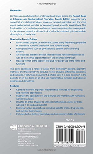 Pocket Book of Integrals and Mathematical Formulas, 4th Edition (Advances in Applied Mathematics),Used