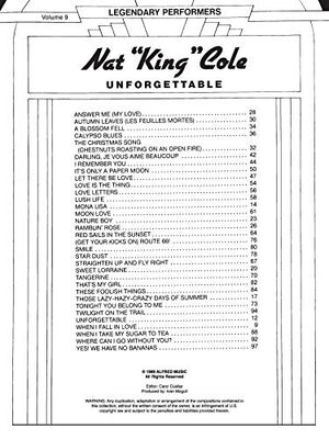 Nat King' Cole  Unforgettable': Piano/Vocal/Chords (Legendary Performers Series),New
