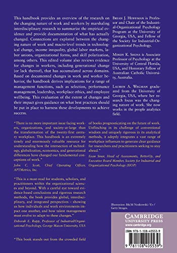 The Cambridge Handbook of the Changing Nature of Work (Cambridge Handbooks in Psychology),Used