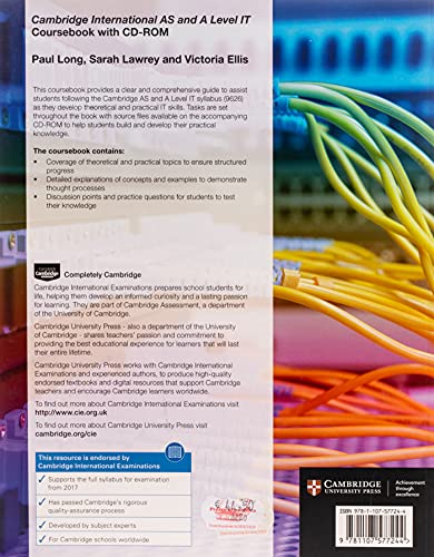 Cambridge International AS and A Level IT Coursebook with CDROM (Cambridge International Examinations),Used