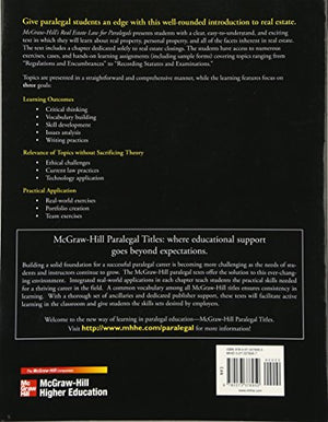 McGrawHill's Real Estate Law for Paralegals,Used