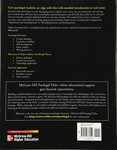 McGrawHill's Real Estate Law for Paralegals,Used
