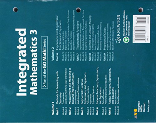 Interactive Student Edition Volume 1 (consumable) 2015 (HMH Integrated Math 3),Used
