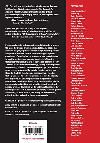 50 Concepts For A Critical Phenomenology,New