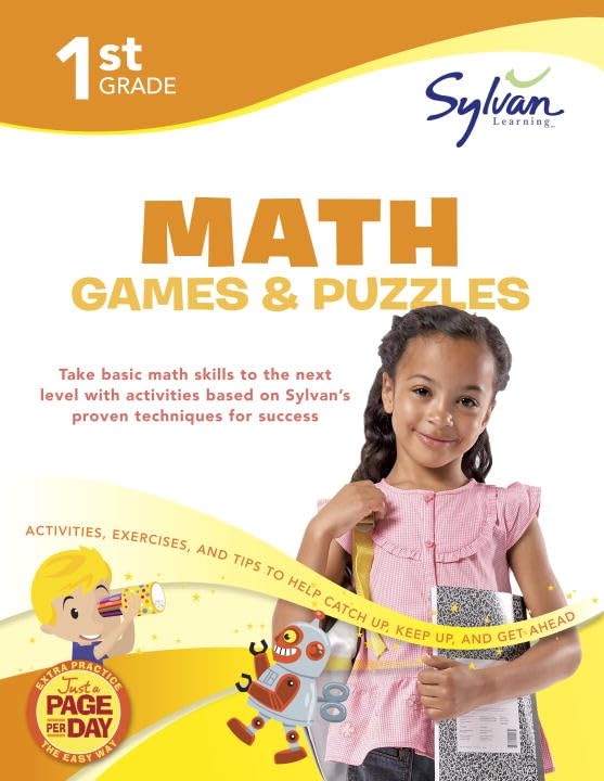 1st Grade Math Games and Puzzles: Activities, Exercises, and Tips to Help You Catch Up, Keep Up, and Get Ahead (Sylvan Math Work,Used