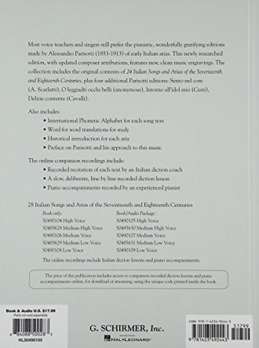 28 Italian Songs & Arias of the 17th & 18th Centuries: Based on the Editions by Alessandro Parisotti High Voice, Book with Onlin,Used