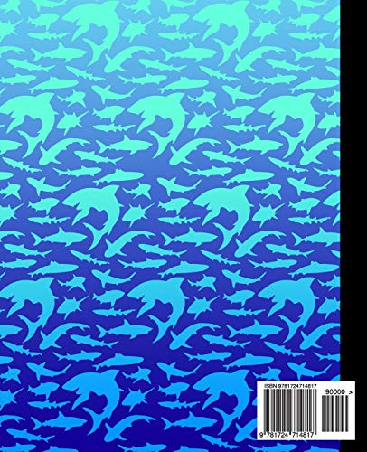 Composition: Blue Gradient Shark Composition Notebook for Kids, Cool Marble Sharks Pattern for Boys, Wide Ruled Book 7.5 x 9.25 ,Used
