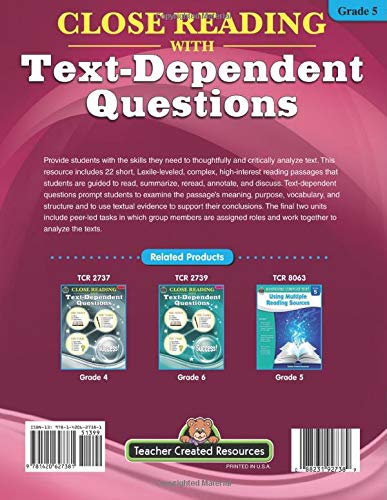 Close Reading With TextDependent Questions: Grade 5,Used