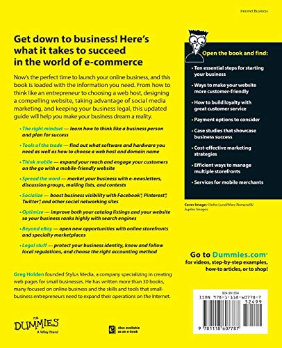 Starting an Online Business For Dummies, 7th Edition,Used