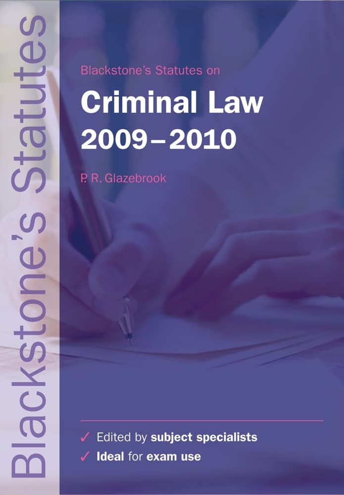 Blackstone's Statutes on Criminal Law 20092010 (Blackstone's Statute Book Series),Used