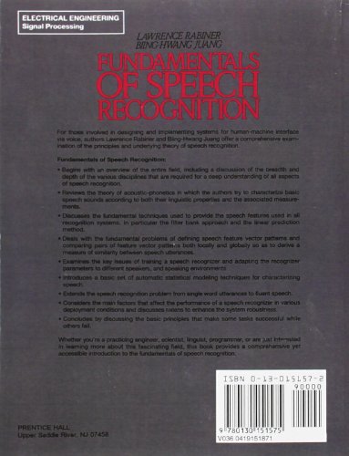 Fundamentals Of Speech Recognition,Used