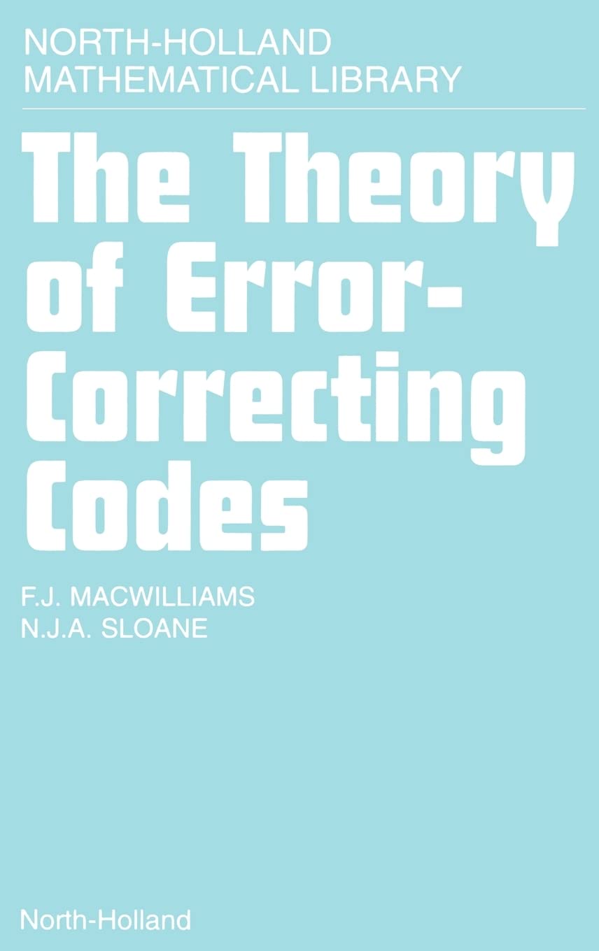 The Theory Of Errorcorrecting Codes (Volume 16) (Northholland Mathematical Library, Volume 16),Used