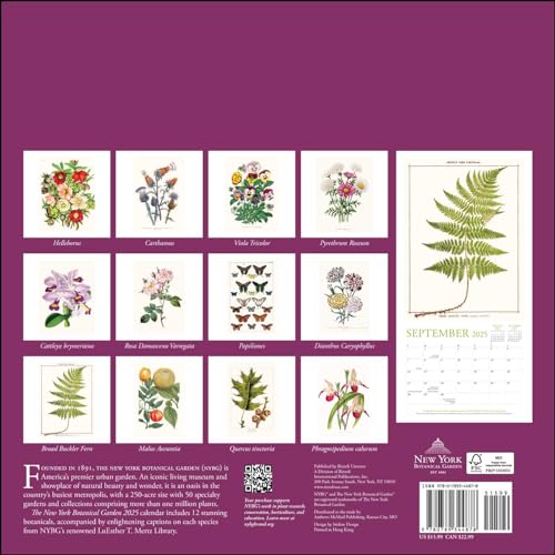 New York Botanical Garden 2025 Wall Calendar,Used