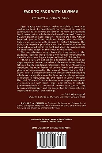 Face To Face With Levinas (Suny Philosophy)