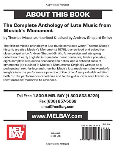 Complete Anthology of Lute Music from Musick Monument,Used