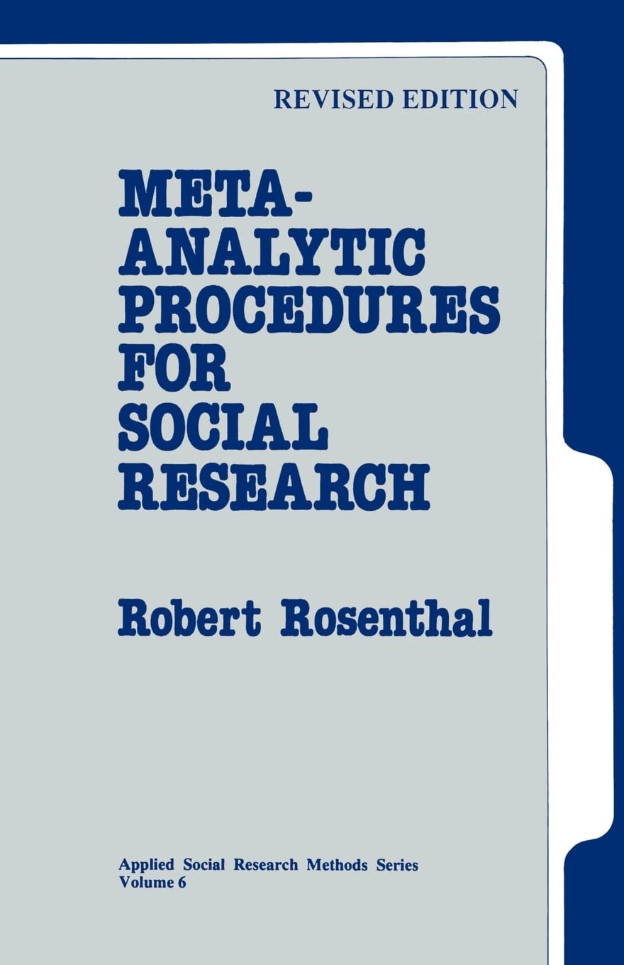 MetaAnalytic Procedures for Social Research (Applied Social Research Methods),Used