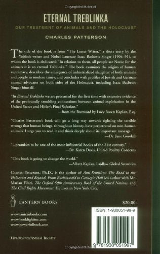 Eternal Treblinka: Our Treatment Of Animals And The Holocaust,Used