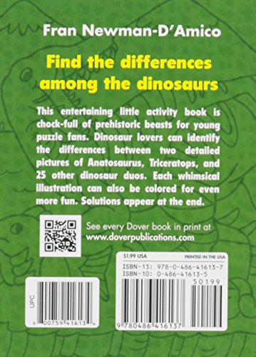 Little Dinosaurs SpottheDifferences Activity Book (Dover Little Activity Books: Dinosaurs),New