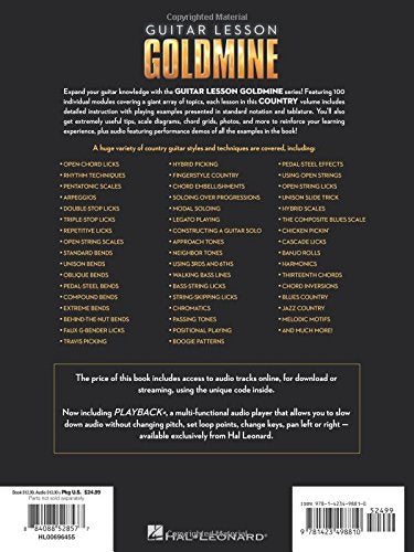 100 Country Lessons  Guitar Lesson Goldmine Series Book/Online Audio,Used